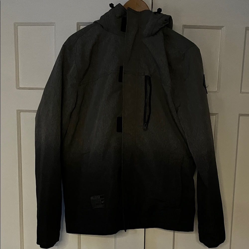 Hollister Men's Gray Hooded Raincoat